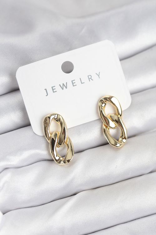 YRTCL Pirinç Gold Renk Zincir Model Kadın Küpe