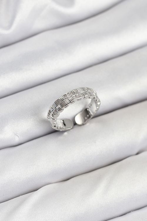 YRTCL Pirinç Gümüş Renk Zirkon Taşlı Sırım Kadın Yüzük