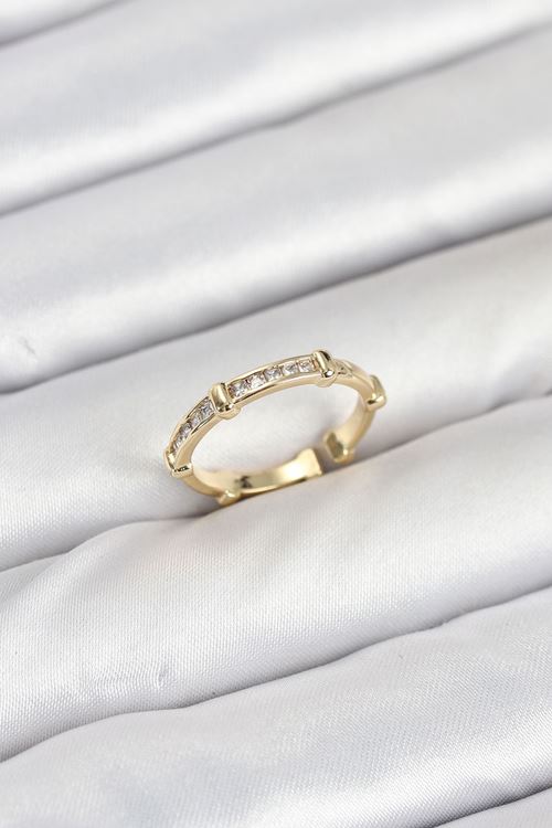 YRTCL Pirinç Gold Renk Kemik Model Zirkon Taşlı Kadın Yüzük