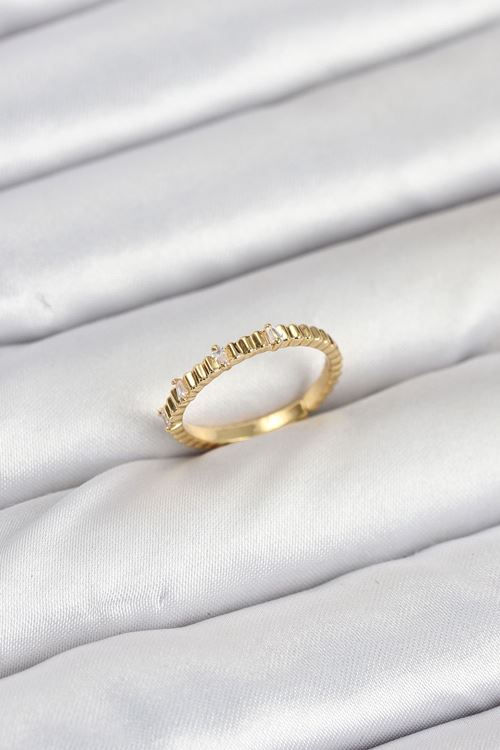 YRTCL Pirinç Gold Renk Lazer Kesim Kadın Yüzük