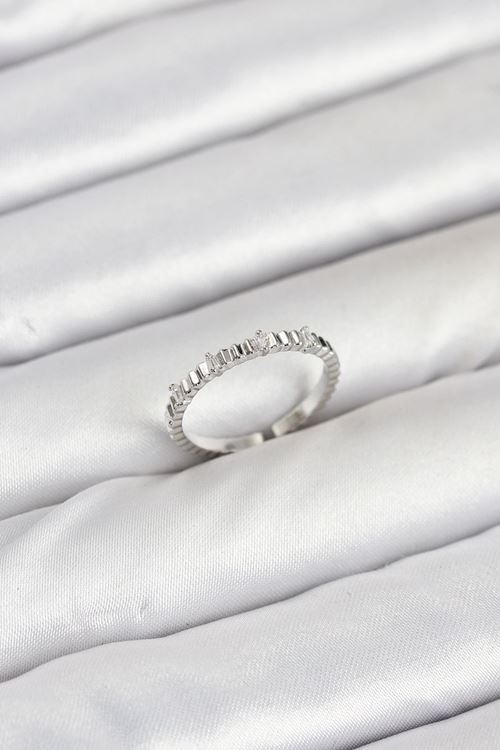 YRTCL Pirinç Gümüş Renk Lazer Kesim Kadın Yüzük