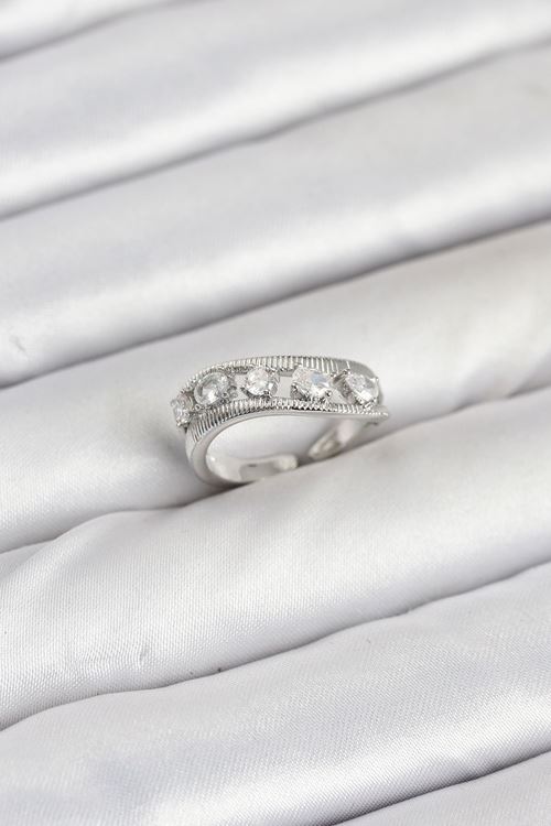 YRTCL Pirinç Gümüş Renk Zirkon Taşlı Kadın Yüzük