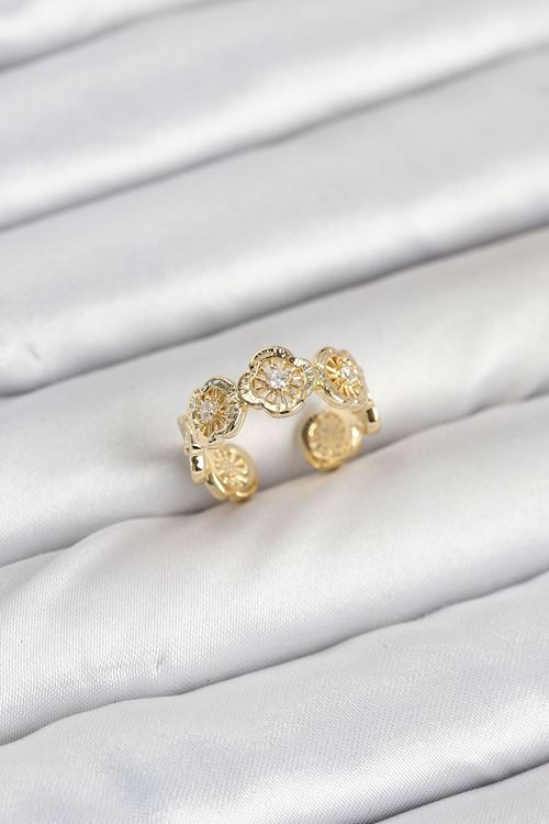 YRTCL Pirinç Gold Renk Yonca Model Kadın Yüzük