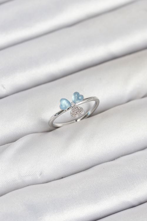 YRTCL Pirinç Gümüş Renk Yonca Model Kadın Yüzük