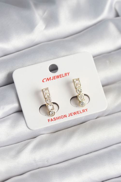 YRTCL Pirinç Gold Renk Zirkon Taşlı Vintage Kadın Küpe