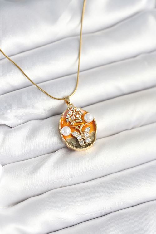 YRTCL 316L Çelik Zincir Kelebek Model Sanatsal Portre Kadın Kolye