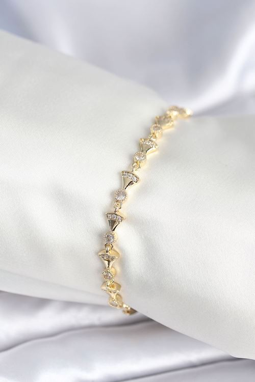 YRTCL Pirinç Gold Renk Yelpaze Model Kadın Bileklik