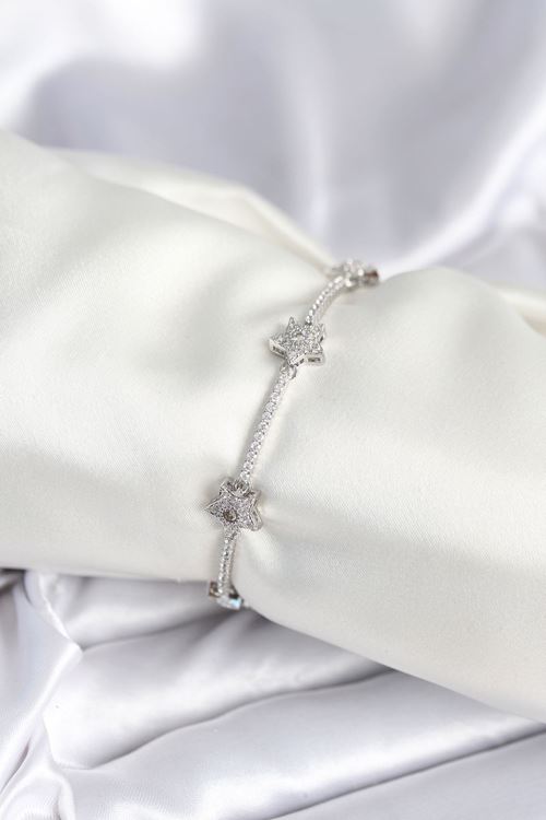 YRTCL Pirinç Gümüş Renk Yıldız Model Kadın Bileklik