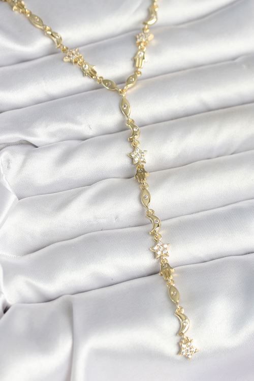 YRTCL Pirinç Gold Renk Kadın Manifest Kolye