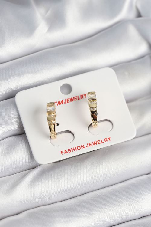 YRTCL Pirinç Gold Renk Zirkon Taşlı Vintage Kadın Küpe