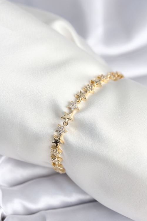 YRTCL Pirinç Gold Renk Yıldız Model Kadın Bileklik
