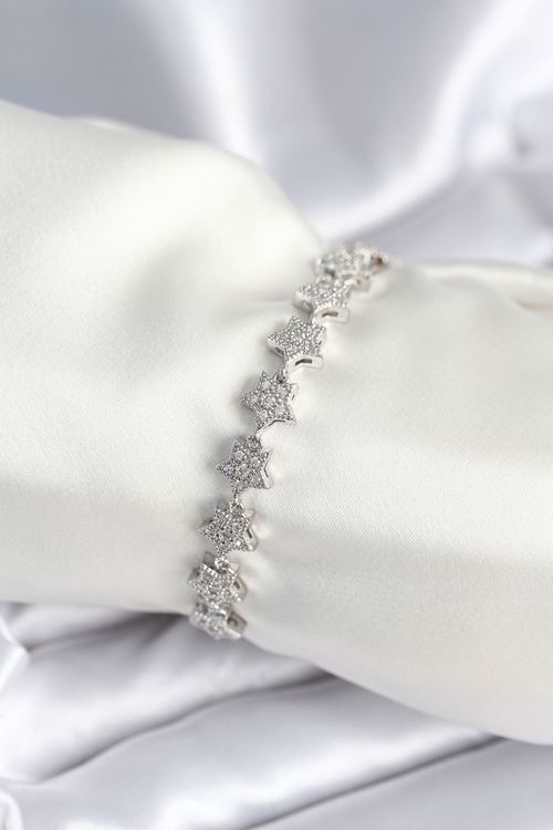 YRTCL Pirinç Gümüş Renk Yıldız Model Kadın Bileklik