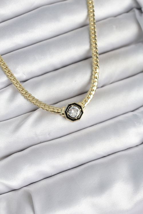 YRTCL Pirinç Gold Renk Zirkon Taşlı Kadın Kolye