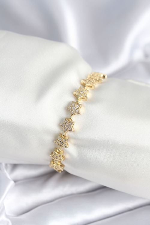 YRTCL Pirinç Gold Renk Yıldız Model Kadın Bileklik
