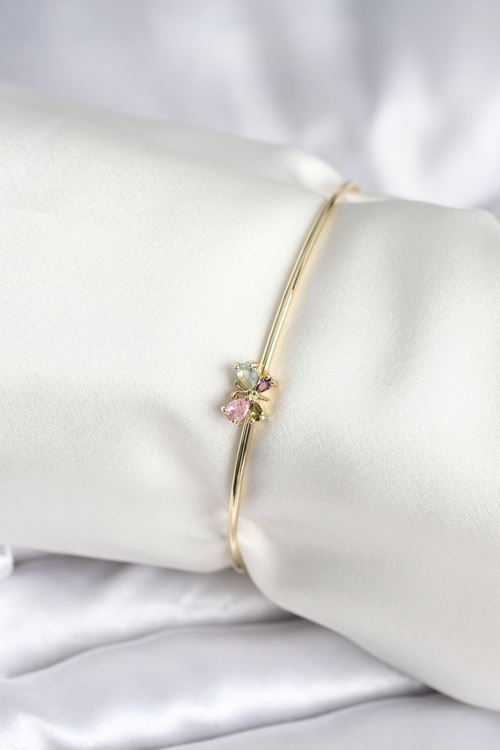 YRTCL Renkli Kelebek Figür Gold Renk Pirinç Kadın Bileklik