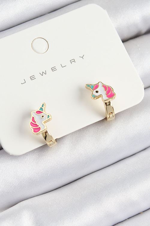 YRTCL Pirinç Unıcorn Model Gold Renk Çocuk Küpe