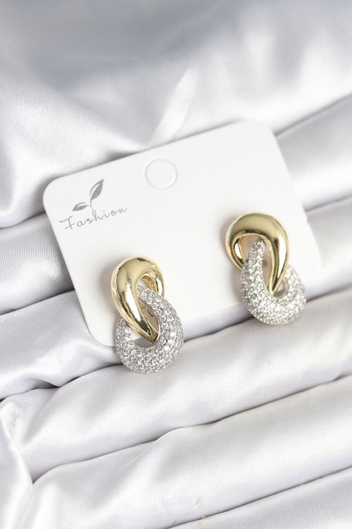 YRTCL Sarmal Model Gold Gümüş Renk Pirinç Kadın Küpe