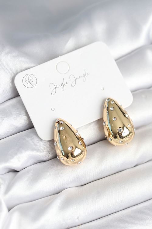 YRTCL Damla Model Pirinç Gold Renk Kadın Küpe