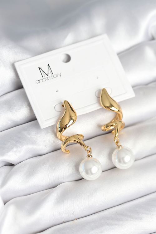 YRTCL inci Detaylı Sarmal Model Gold Renk Pirinç Kadın Küpe