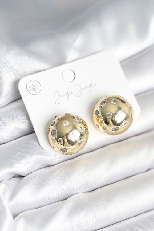 YRTCL Pirinç Gold Renk Zirkon Taşlı Kadın Küpe