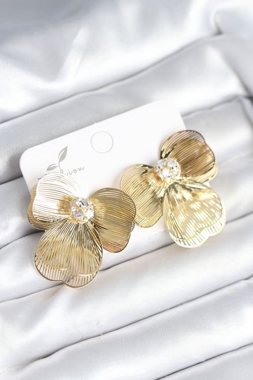 YRTCL Çiçek Model Gold Renk Pirinç Kadın Küpe