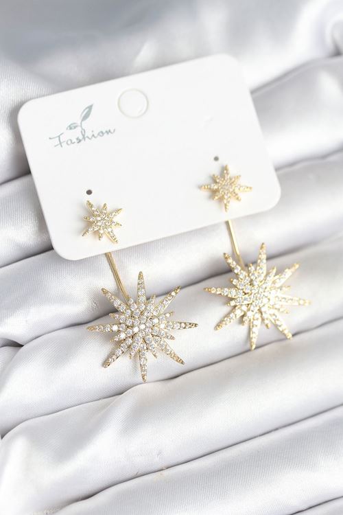 YRTCL Kutup Yıldızı Model Zirkon Taşlı Pirinç Kadın Küpe