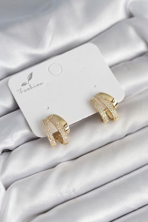 YRTCL Zirkon Taşlı Gold Renk Kadın Küpe