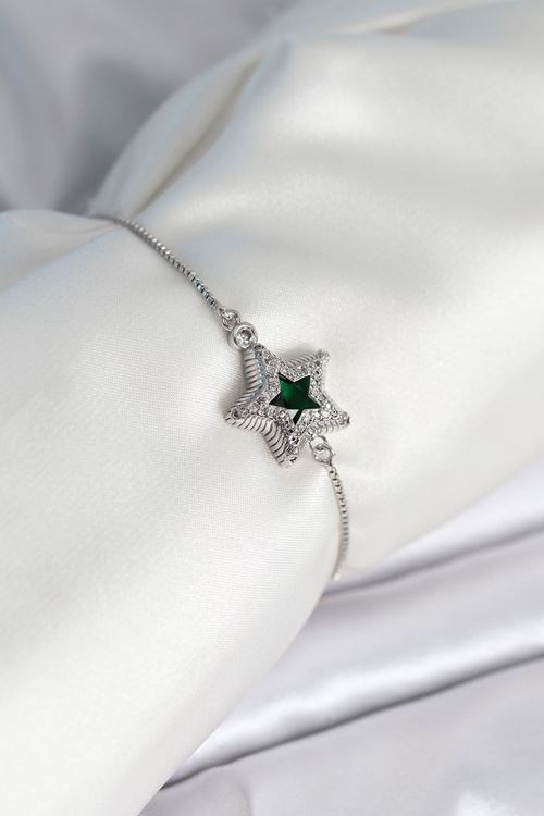 YRTCL Yıldız Model Asansörlü Gümüş Renk Kadın Bileklik