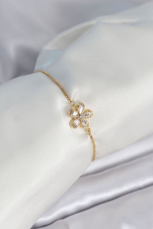 YRTCL Çiçek Model Asansörlü Gold Renk Kadın Bileklik
