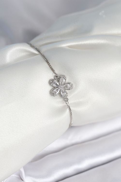 YRTCL Çiçek Model Asansörlü Gümüş Renk Kadın Bileklik