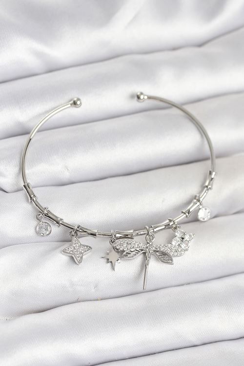 YRTCL Yusufçuk Charmlı Gümüş Renk Pirinç Kadın Bileklik