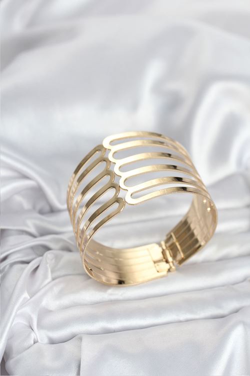 YRTCL Gold Renk Pirinç Kaburga Model Kadın Bileklik