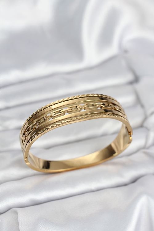 YRTCL 316L Çelik Gold Renk Vintage Model Kadın Kelepçe Bileklik