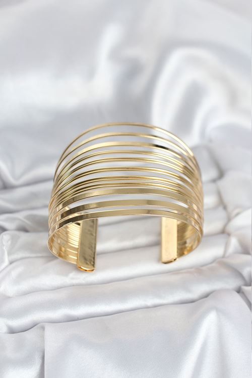 YRTCL Gold Renk Pirinç Kaburga Model Kadın Bileklik