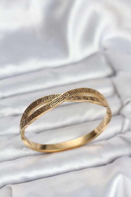 YRTCL 316L Çelik Gold Renk Vintage Kadın Kelepçe Bileklik