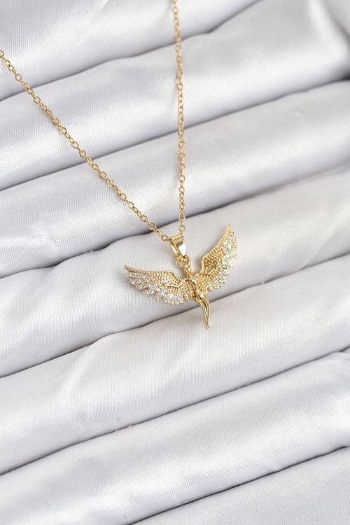 YRTCL 316L Çelik Zincir Gold Renk Melek Model Kadın Kolye