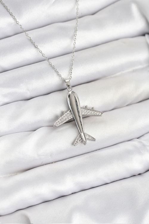 YRTCL 316L Çelik Zincir Gümüş Renk Uçak Model Kadın Kolye