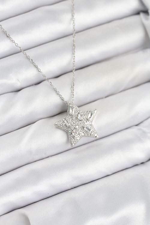 YRTCL 316L Çelik Zincir Gümüş Renk Yıldız Model Kadın Kolye