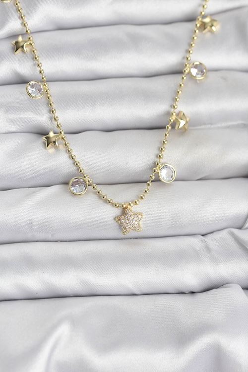 YRTCL Pirinç Gold Renk Yıldız Model Kadın Kolye