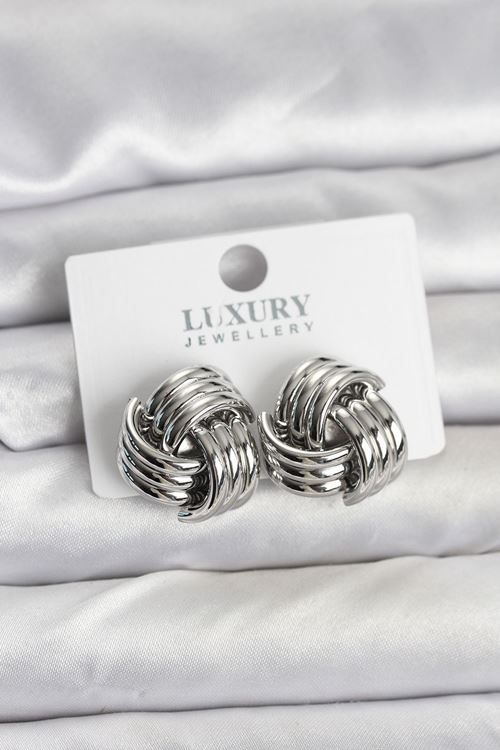 YRTCL Pirinç Sarmal Gümüş Renk Kadın Küpe