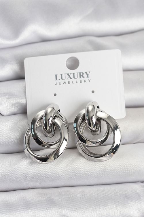 YRTCL Gümüş Renk Halka Model Pirinç Kadın Küpe