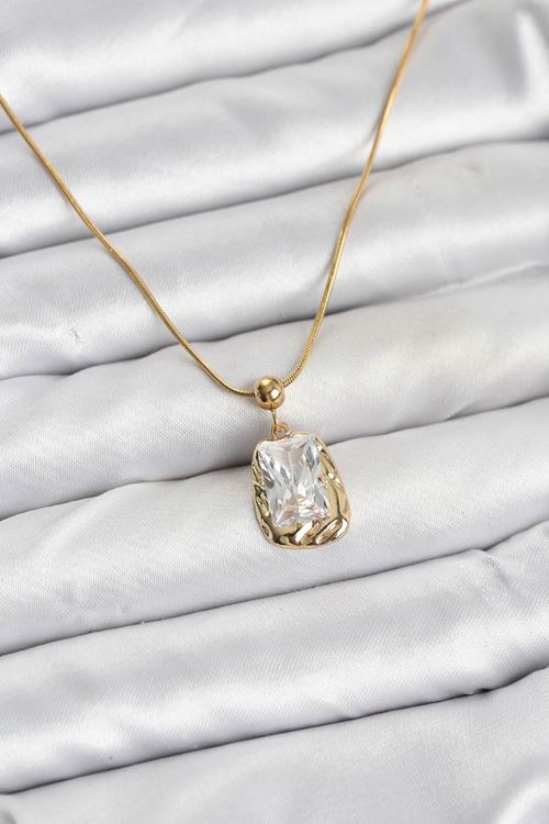 YRTCL 316L Çelik Zincir Gold Renk Zirkon Taşlı Kadın Kolye