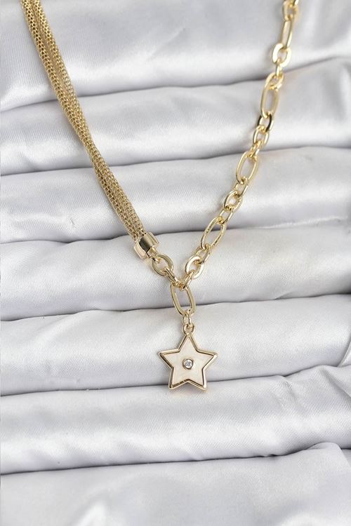 YRTCL Gold Renk Pirinç Yıldız Model Kadın Kolye