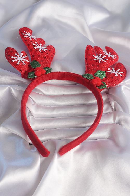 YRTCL Yılbaşı Temalı Kar Tanesi İşleme Detay Geyik Boynuzu Figürlü Taç