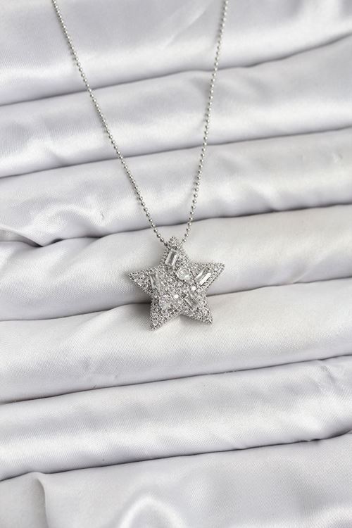 YRTCL 316L Çelik Zincir Gümüş Renk Zincirli Gümüş Yıldız Model Kadın Kolye