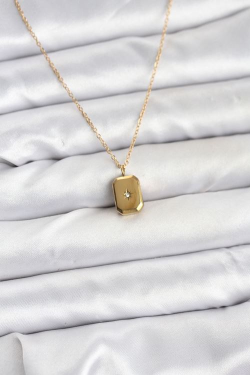 YRTCL 316L Çelik Zincir Gold Renk Minimal Kutup Yıldızı Model Kadın Kolye
