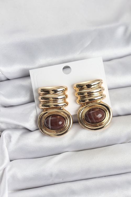YRTCL Pirinç Gold Kahverengi Renk Vintage Kadın Küpe