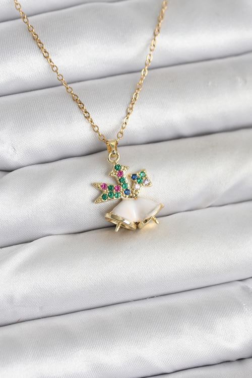 YRTCL 316L Çelik Zincir Gold Renk Chirtsmas Bell Model Yılbaşı Temalı Kadın Kolye