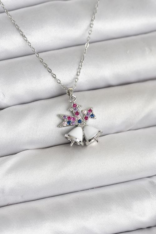 YRTCL 316L Çelik Zincir Gümüş Renk Chirtsmas Bell Model Yılbaşı Temalı Kadın Kolye