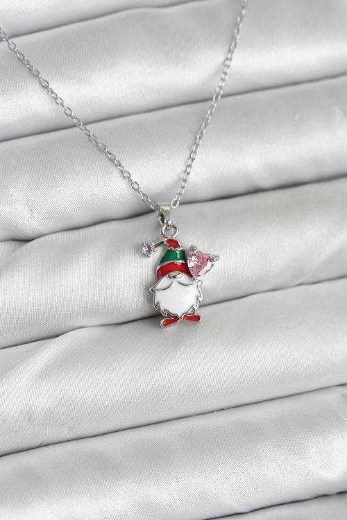 YRTCL 316L Çelik Zincir Gümüş Renk Yılbaşı Teması Kadın Kolye